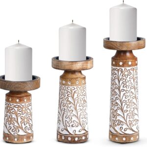 Hand-Carved Mango Wood Candle Lantern